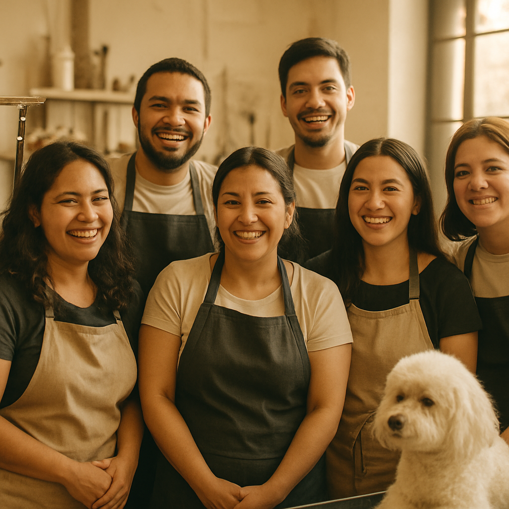 Comunidad de groomers profesionales reunidos en un encuentro gremial
